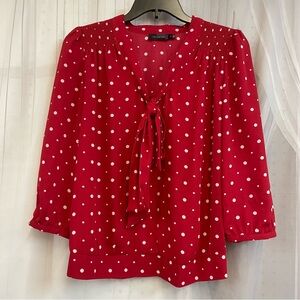 The Limited Red Polka Dot Blouse Business Office Casual Professional Top